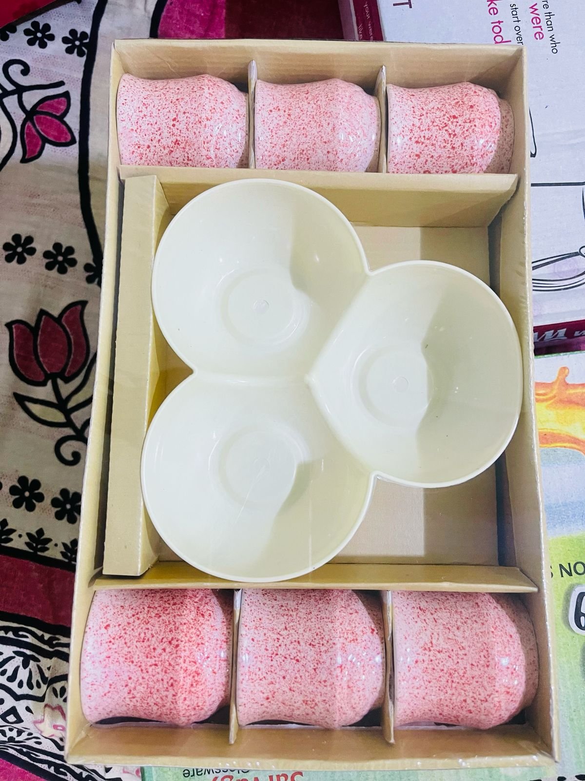 Pink & White Ceramic Crockery set