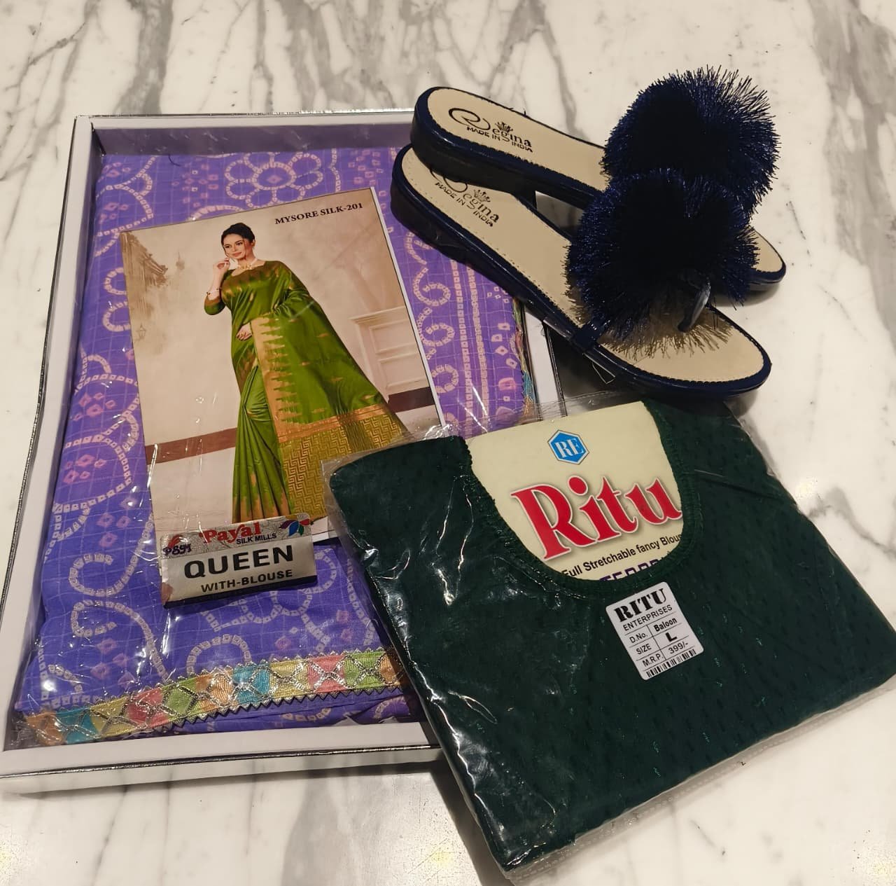 1 Saree +1 flats + 1Blouse + Bhagyalaxmii coupon